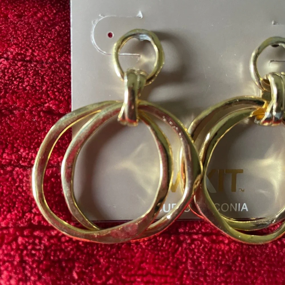 Mixit Gold Tone Double Hoop Drop Earrings Hypoallergenic‎ Sensitive Ears NEW